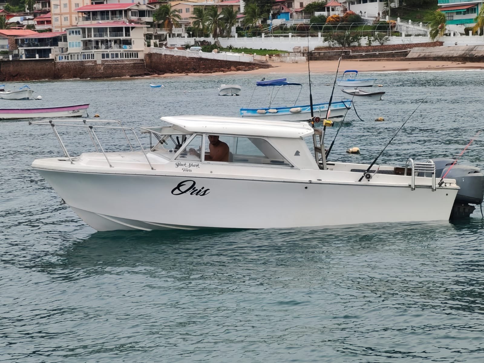 The Iris fishing boat on the water near Panama City